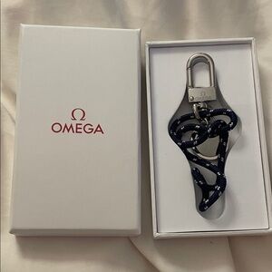 Omega Silver Clip with Navy Rope Keychain